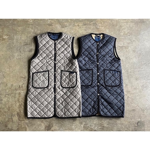 LAVENHAM  (ラベンハム)『LONGLINE CREW NECK GILET WOMENS』No Collar Quilting Long Vest