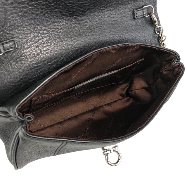 Salvatore Ferragamo サルヴァトーレ フェラガモ ショルダーバッグ ブラック ガンチーニ レザー チェーン ミニバッグ vintage ヴィンテージ オールド sj8amk