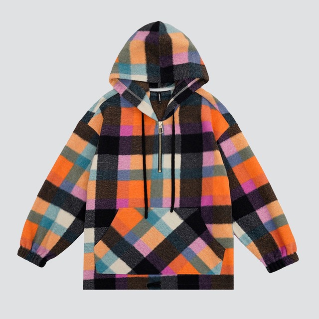 Multi check oversized anorak A00268