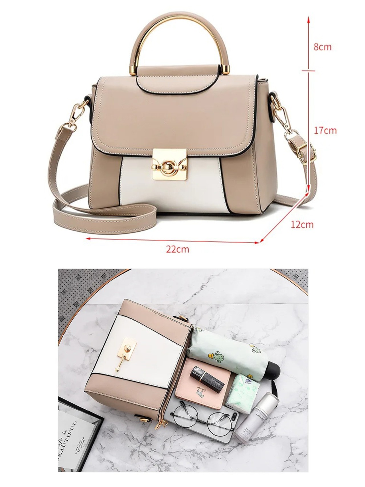 【0278】Bicolor Square Shoulder Hand Bag