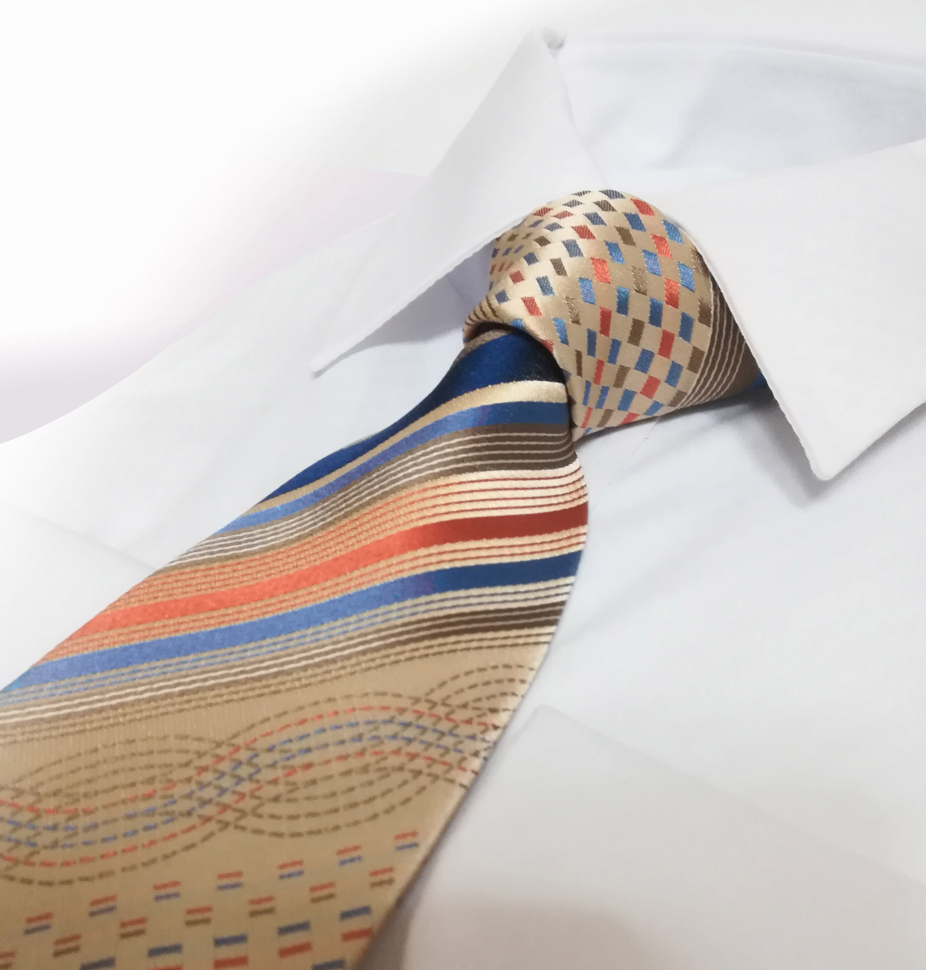 フォークアート風ストライプのネクタイFolk art＆Stripe necktie -0040