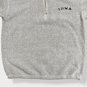 【EXIST】カレッジ アイオワ大学 IOWA 刺繍ロゴ ハーフジップ スウェット プルオーバー ワンポイント 天竺編み MEDIUM US古着