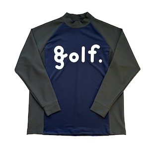 MESH SWITCHING L/S MOCK NECK TEE -DARK NAVY/ KHAKI -