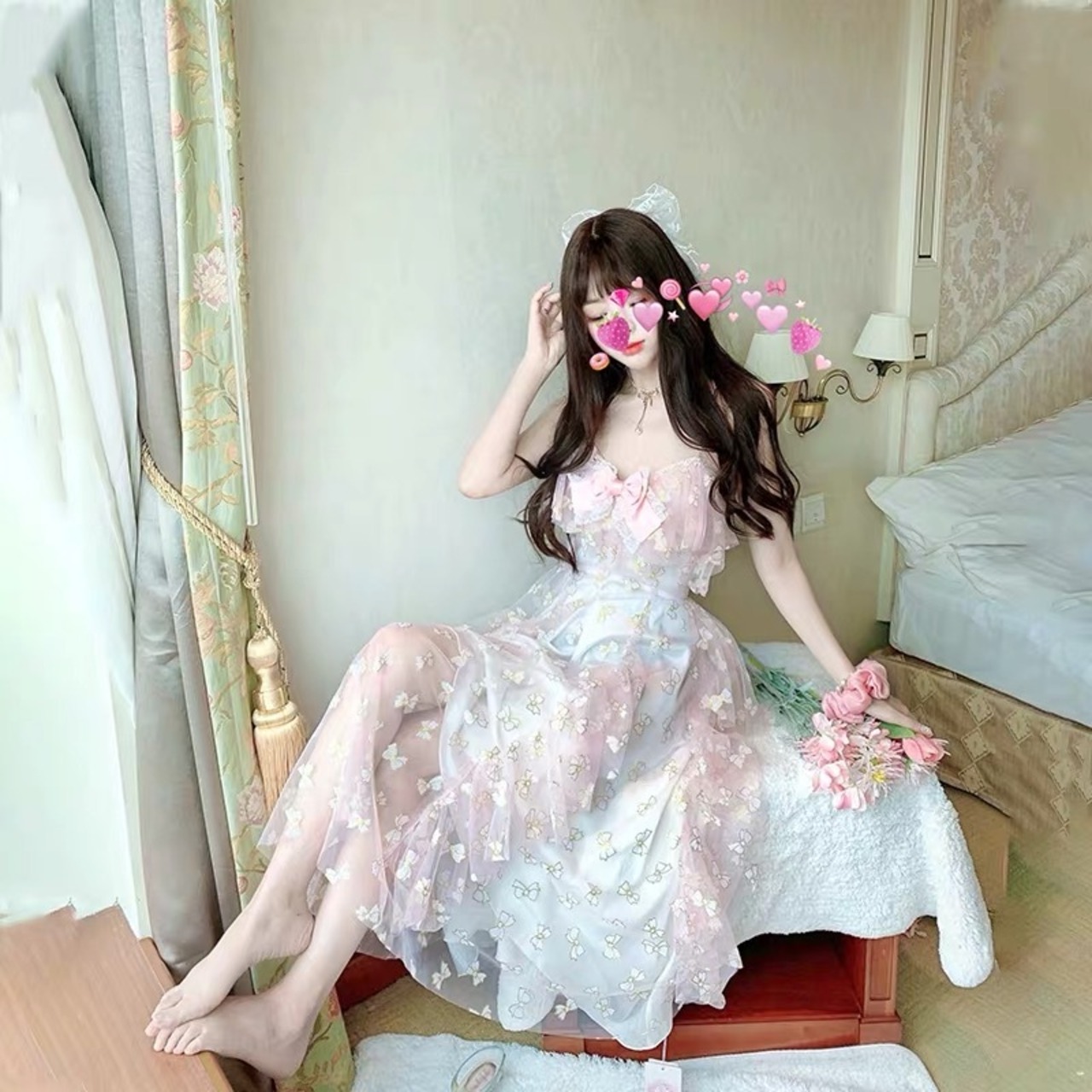 わずか、お早めに】姫 可愛い レース キャミソール ワンピース ドレス 