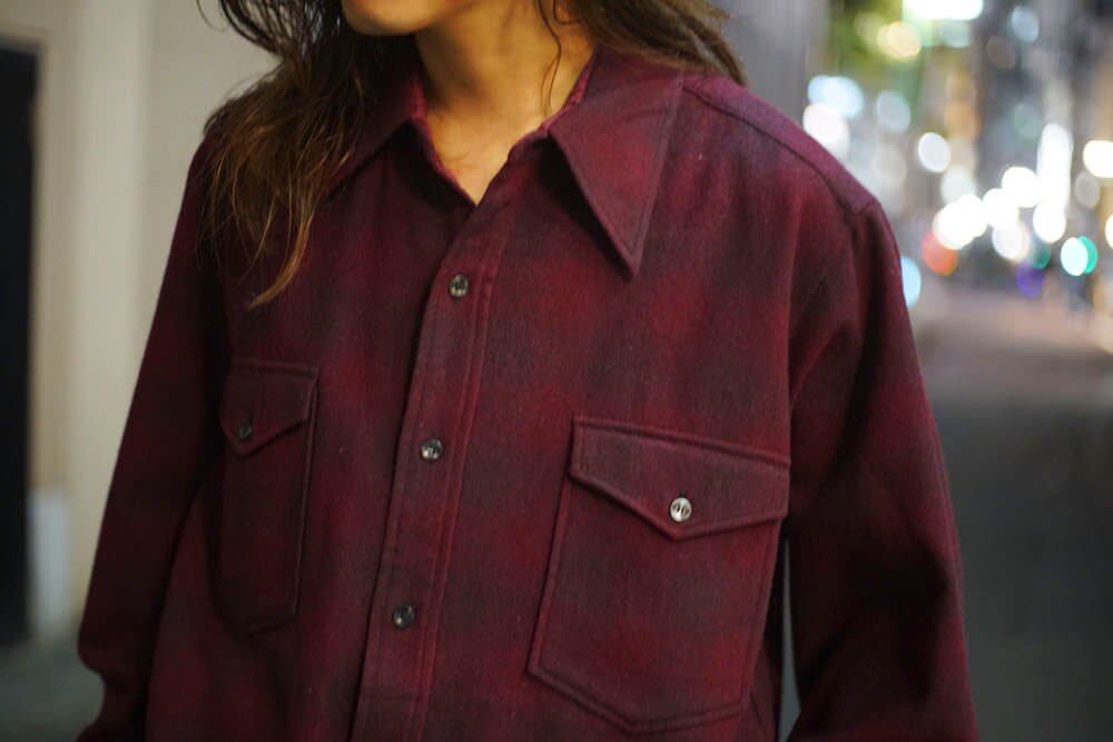 PENDLETON Vintage Ombre Check Shirt Collar Wool Shirt [1970s PENDLETON Vintage Ombre Check Shirt Collar Wool Shirt [1970s