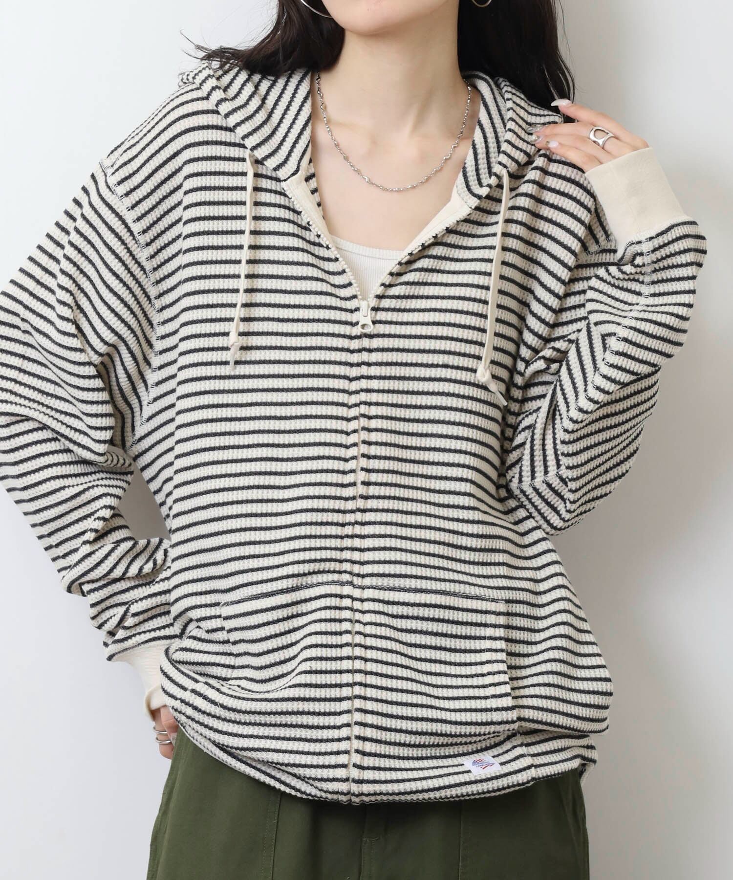 Yumin Haボーダーパーカー 2025年】ワッフル ボーダーZIPパーカ #JF604-12S | JEMORGAN ONLINE STORE