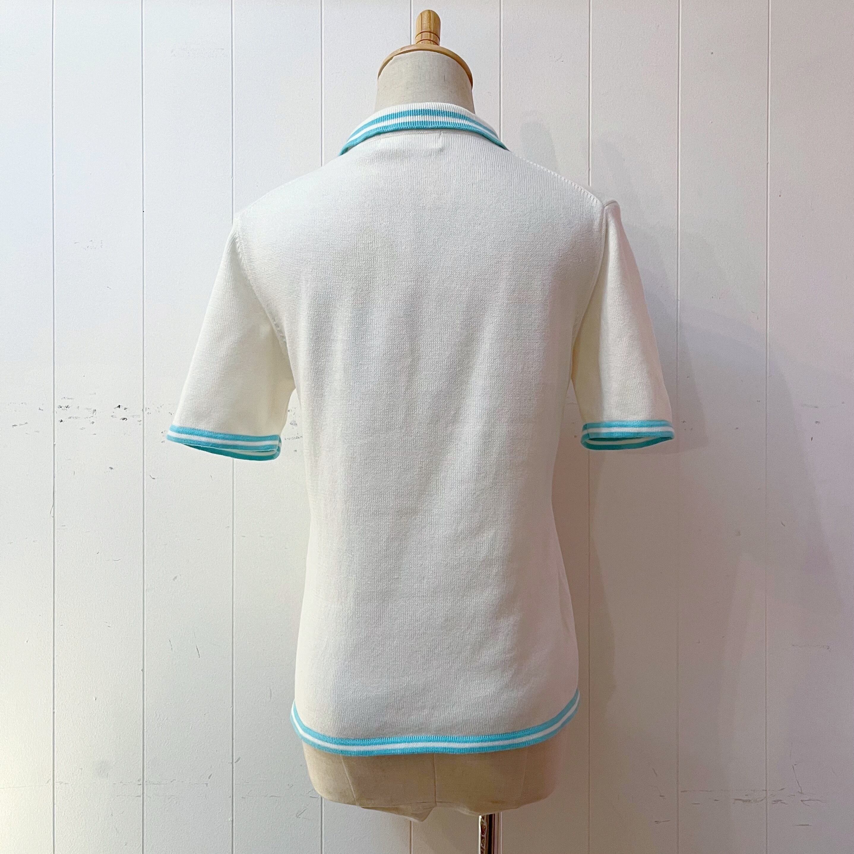 pastel mint blue line polo knit