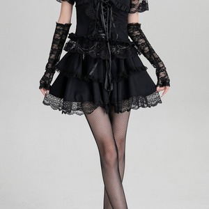 Lace-up tiered skirt r0136