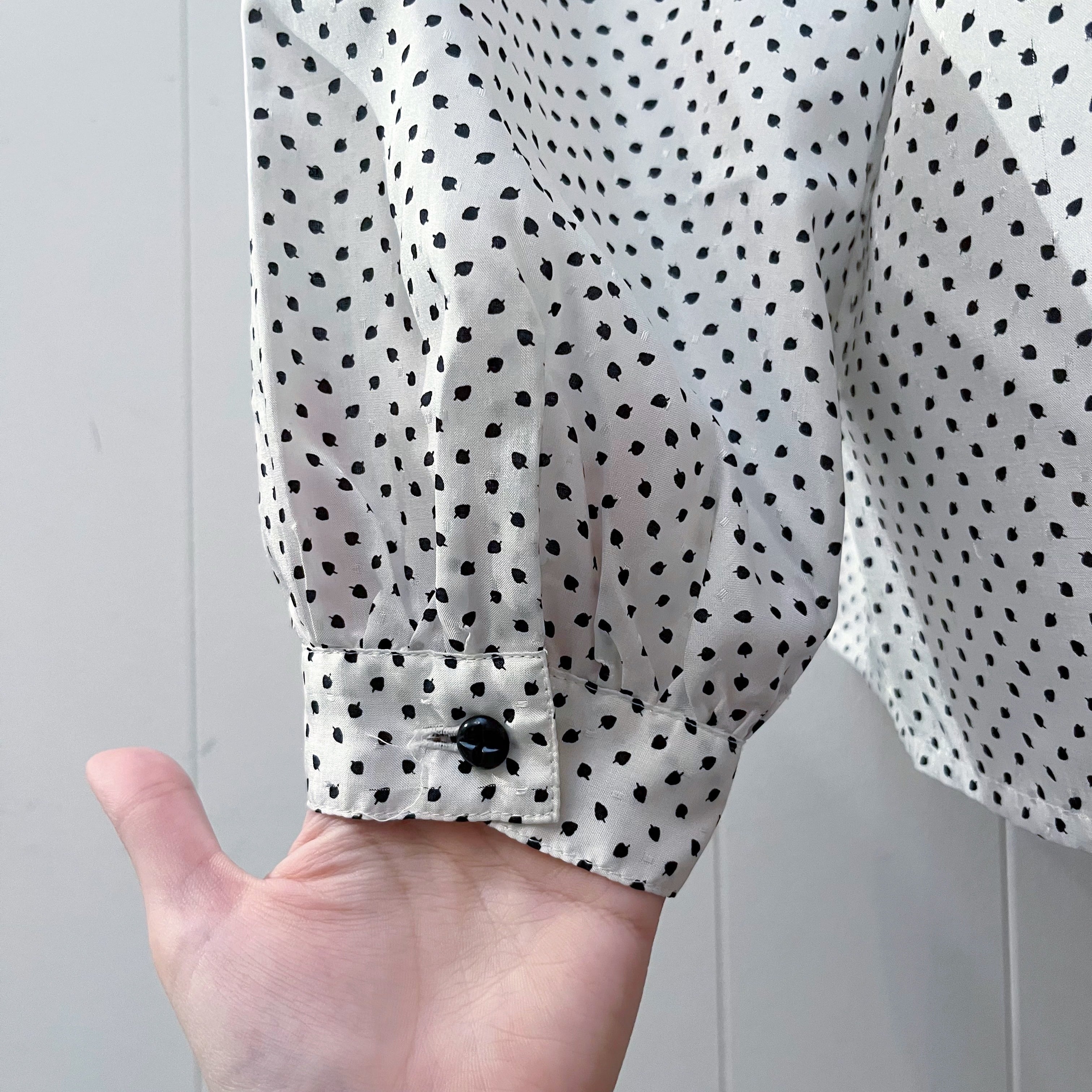 black dot stand collar blouse