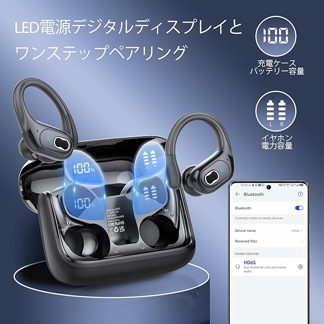 イヤホン bluetooth ワイヤレスイヤホン Bluetooth5.4 瞬時接続 Hi-Fi