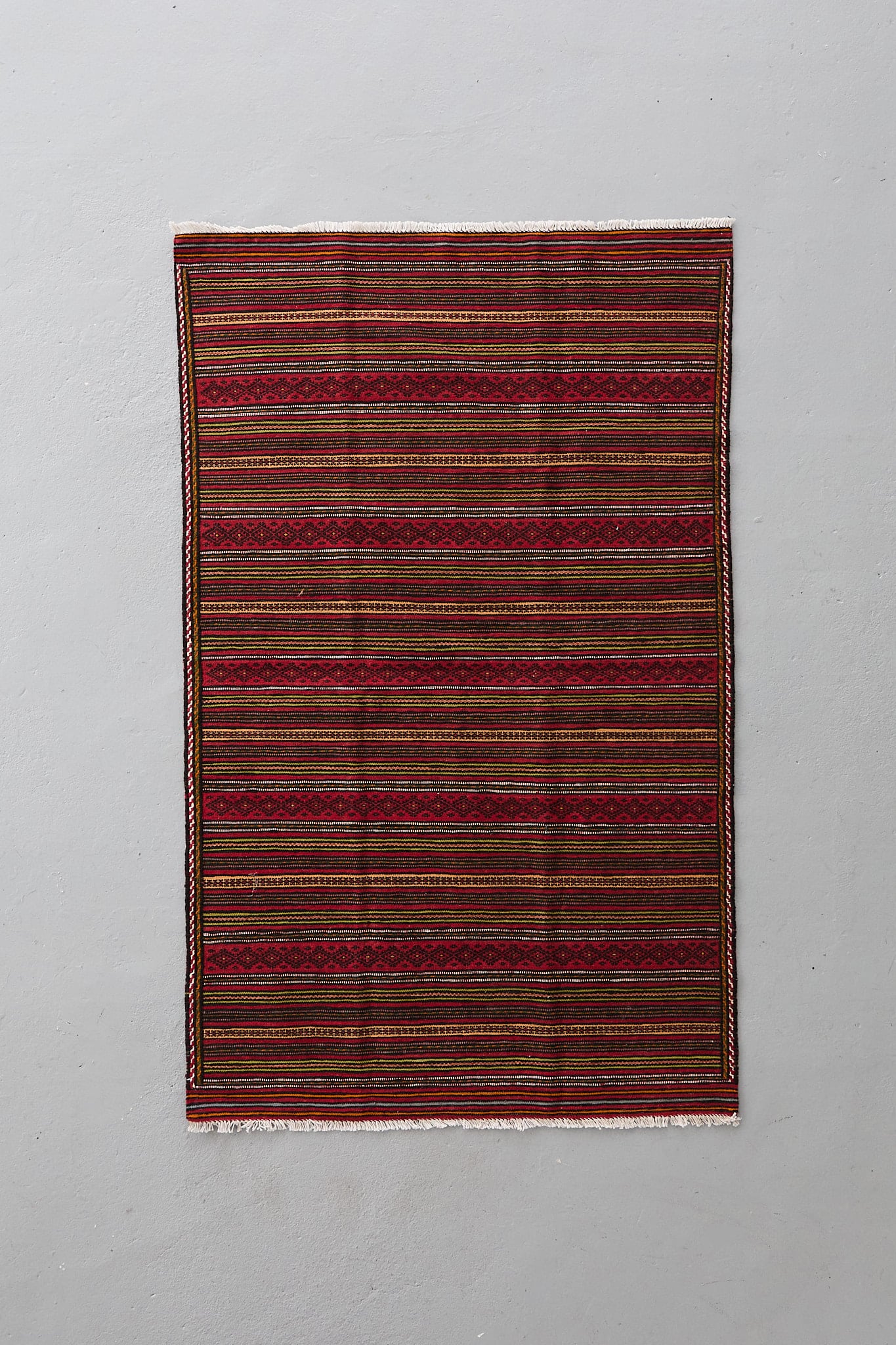 No.299 未使用キリム トライバルラグ アフガニスタン産(155×96cm)レッド ブラウン ブラック ベージュ