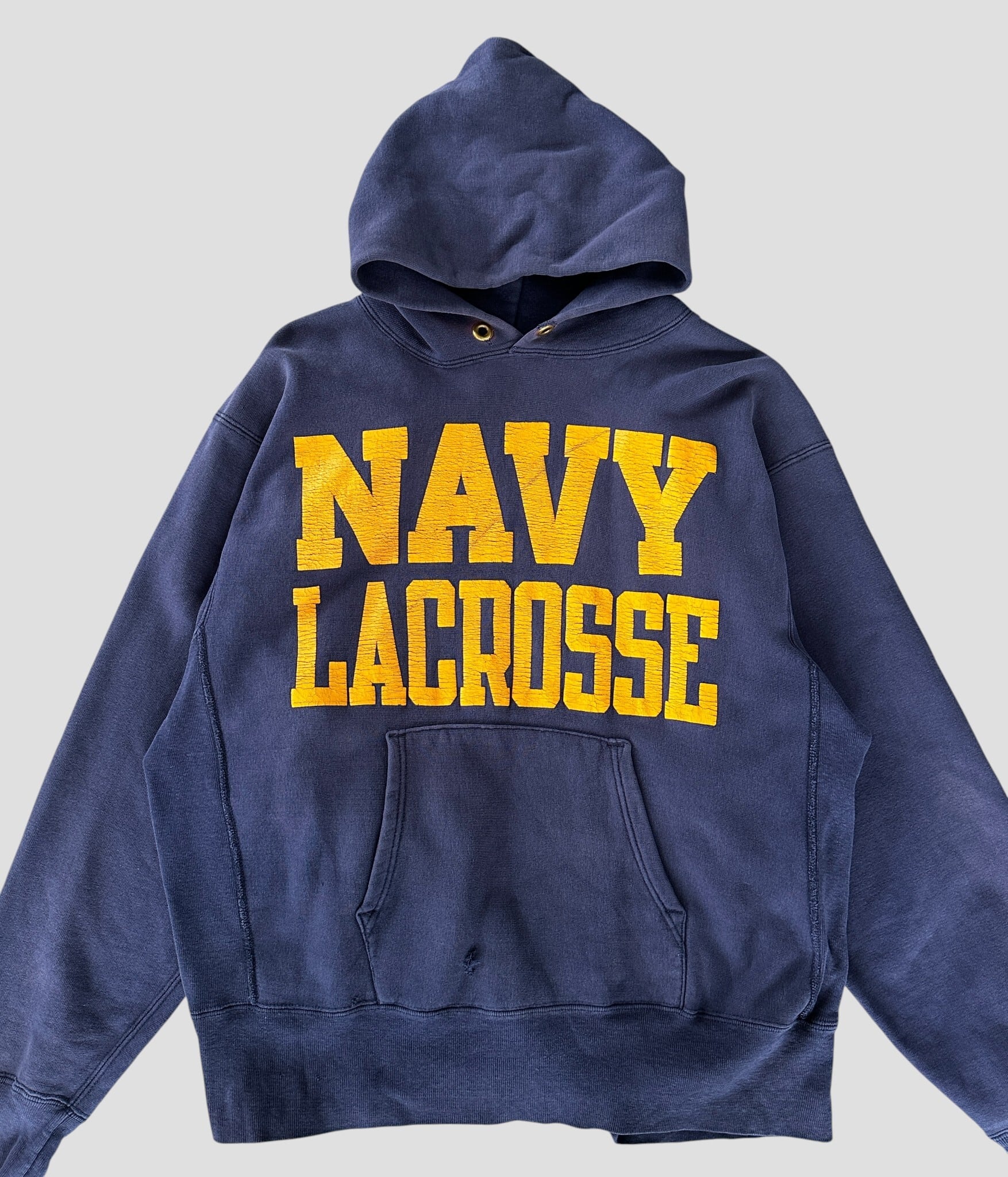 Champion- Vintage 80s L NAVY LACROSSE Reverse Weave Hoodie made in
