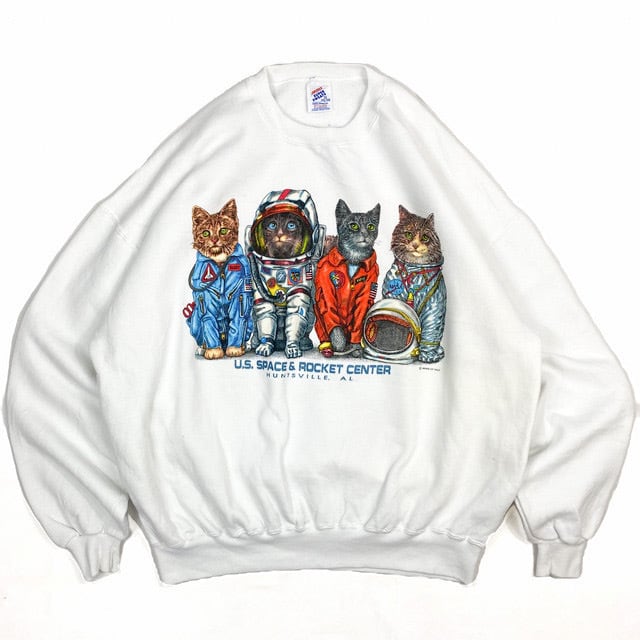 90s Hanes ACTIVEWEAR 猫 CAT 雪 スウェット