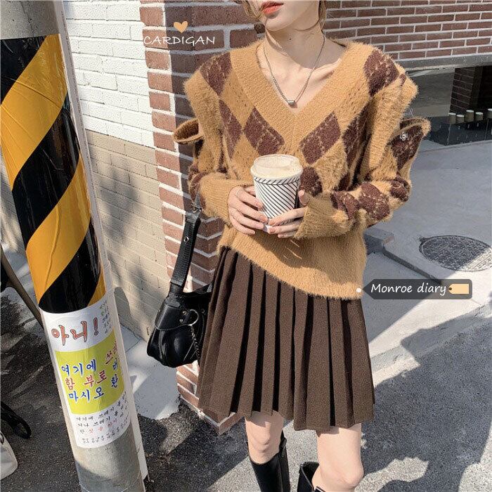 ルーズスタイルVネックプルオーバー セーター アウタートップス ロング ウィンター 冬物 モンロー34182667382