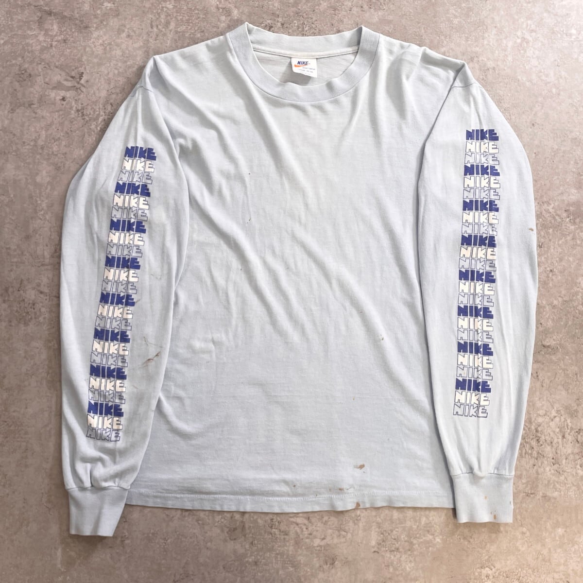 NIKE フットボールシャツ　L オレンジタグ 70s 70-80年代 USA製 オレンジタグ ナイキ NIKE ゴツナイキ 連ロゴ 袖