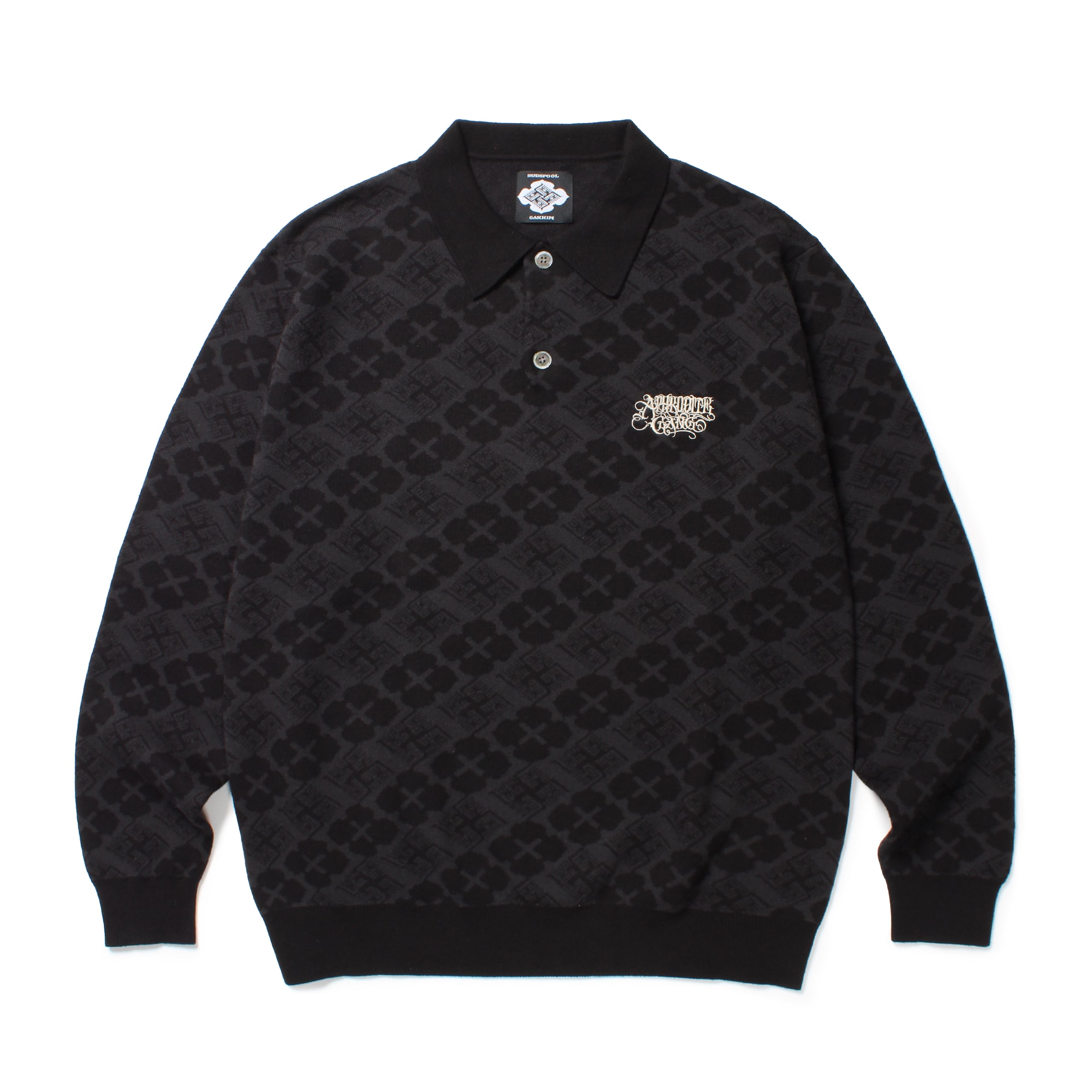 GAKKIN × BUDSPOOL 花罰家紋 COTTON JACQUARD KNIT POLO SHIRT