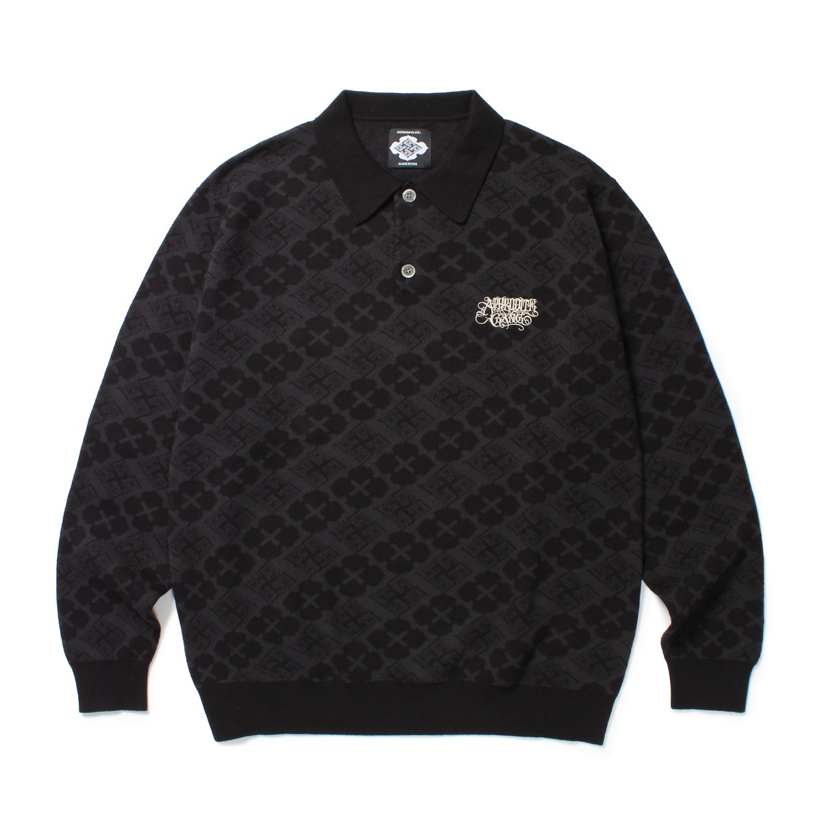 GAKKIN × BUDSPOOL 花罰家紋 COTTON JACQUARD KNIT POLO SHIRT 