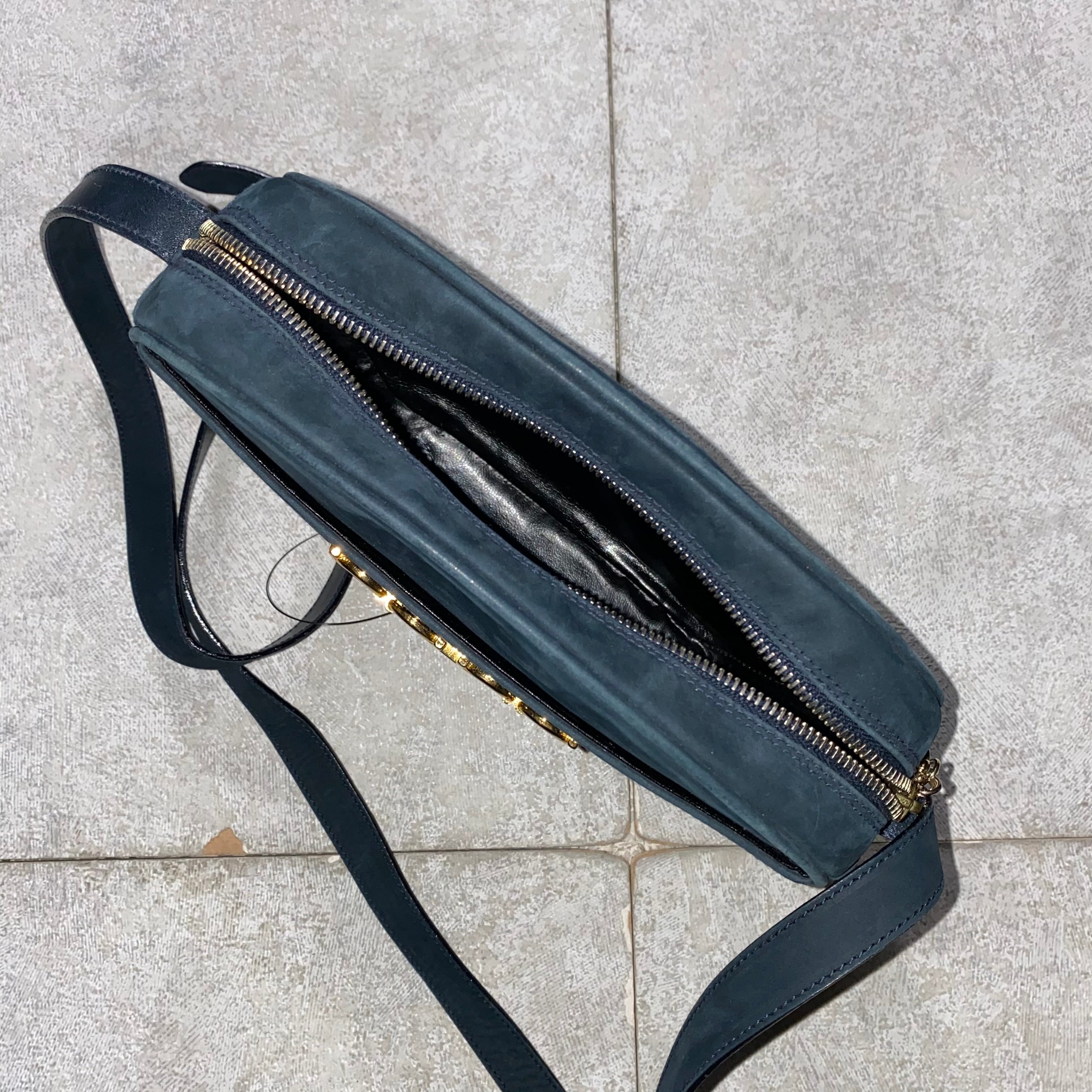 SALVATORE FERRAGAMO suede shoulder bag “gancini” | NOIR ONLINE