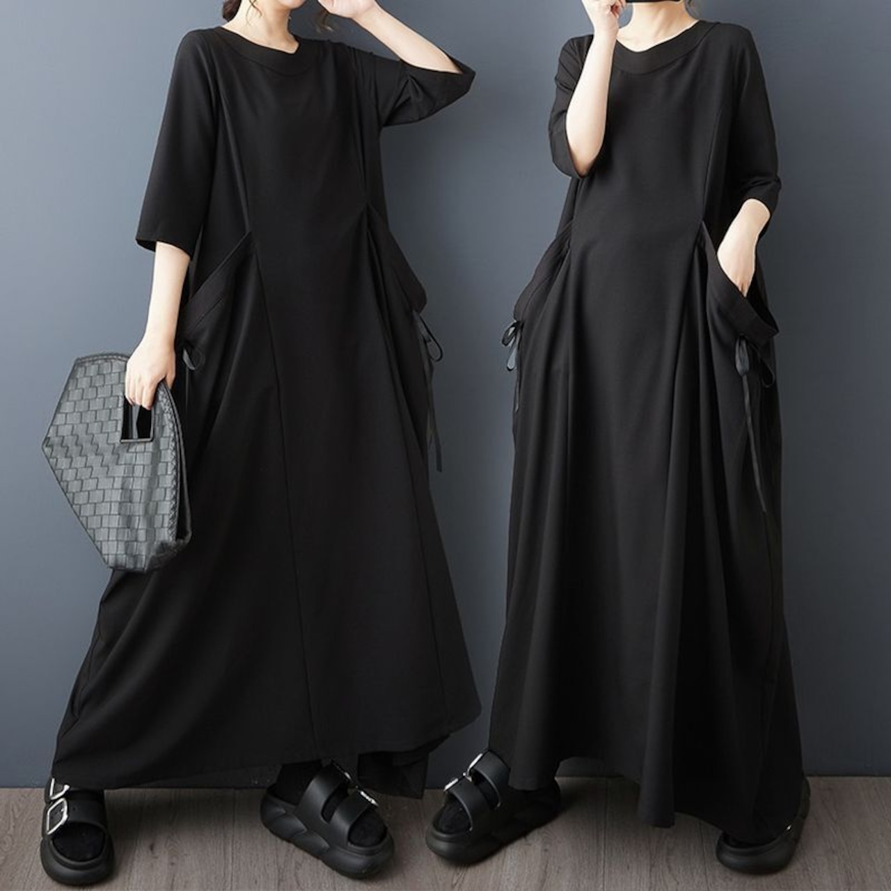 リボンポケット ロングワンピース  30231