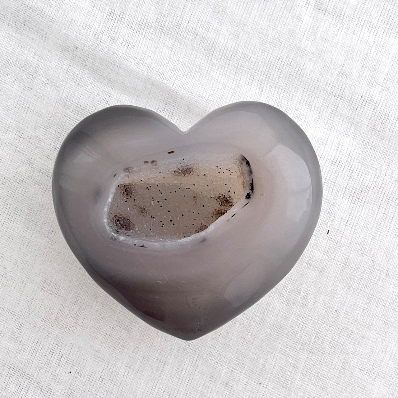 ドゥルージー笑口アゲート*ハート*250822-02*天然石*置き物*インテリアストーン