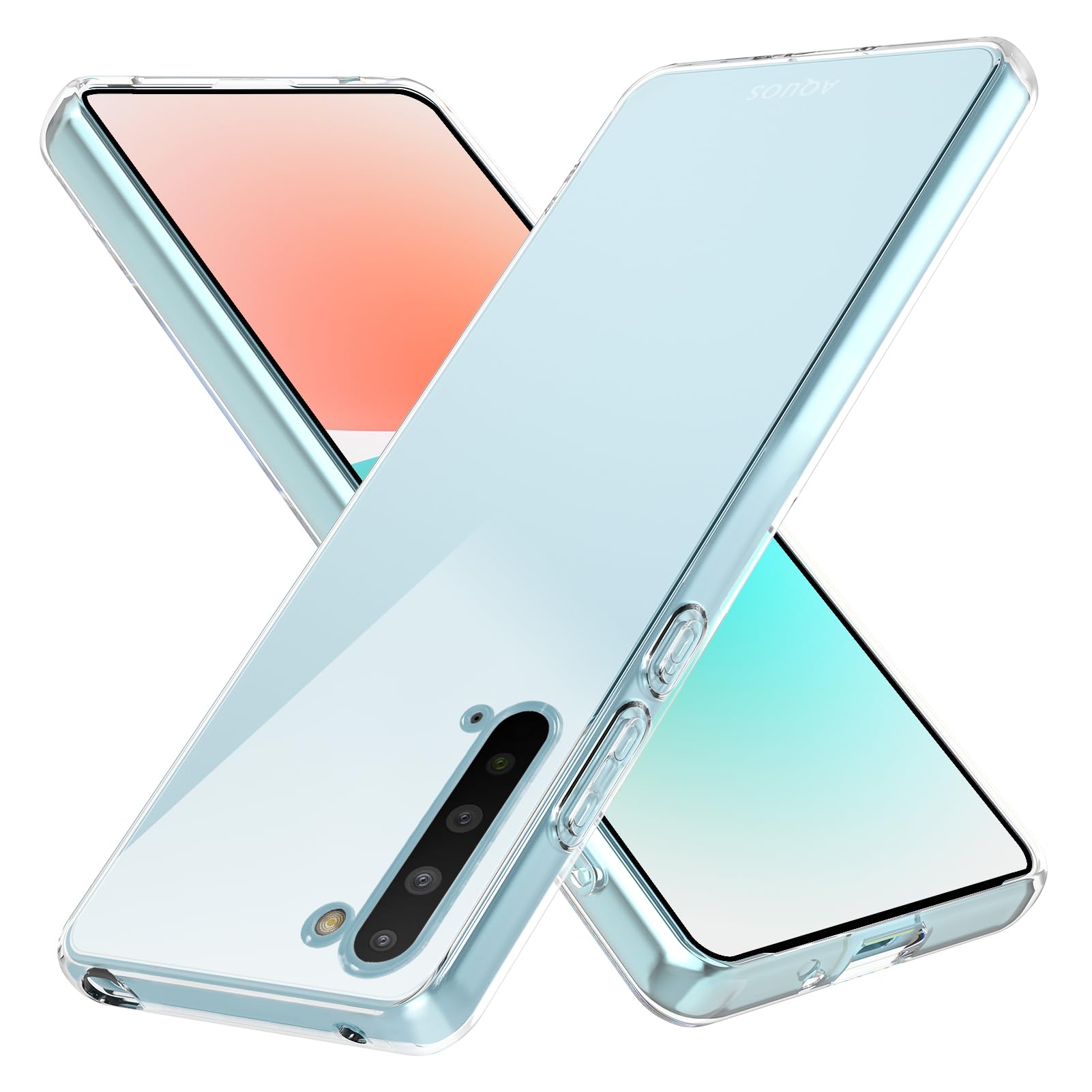 YUSHILANBO 対応 AQUOS R5G ケース 耐衝撃 クリア 薄型 軽量 TPU 黄変防止 米軍MIL規格 特徴 透明 一体型 透明