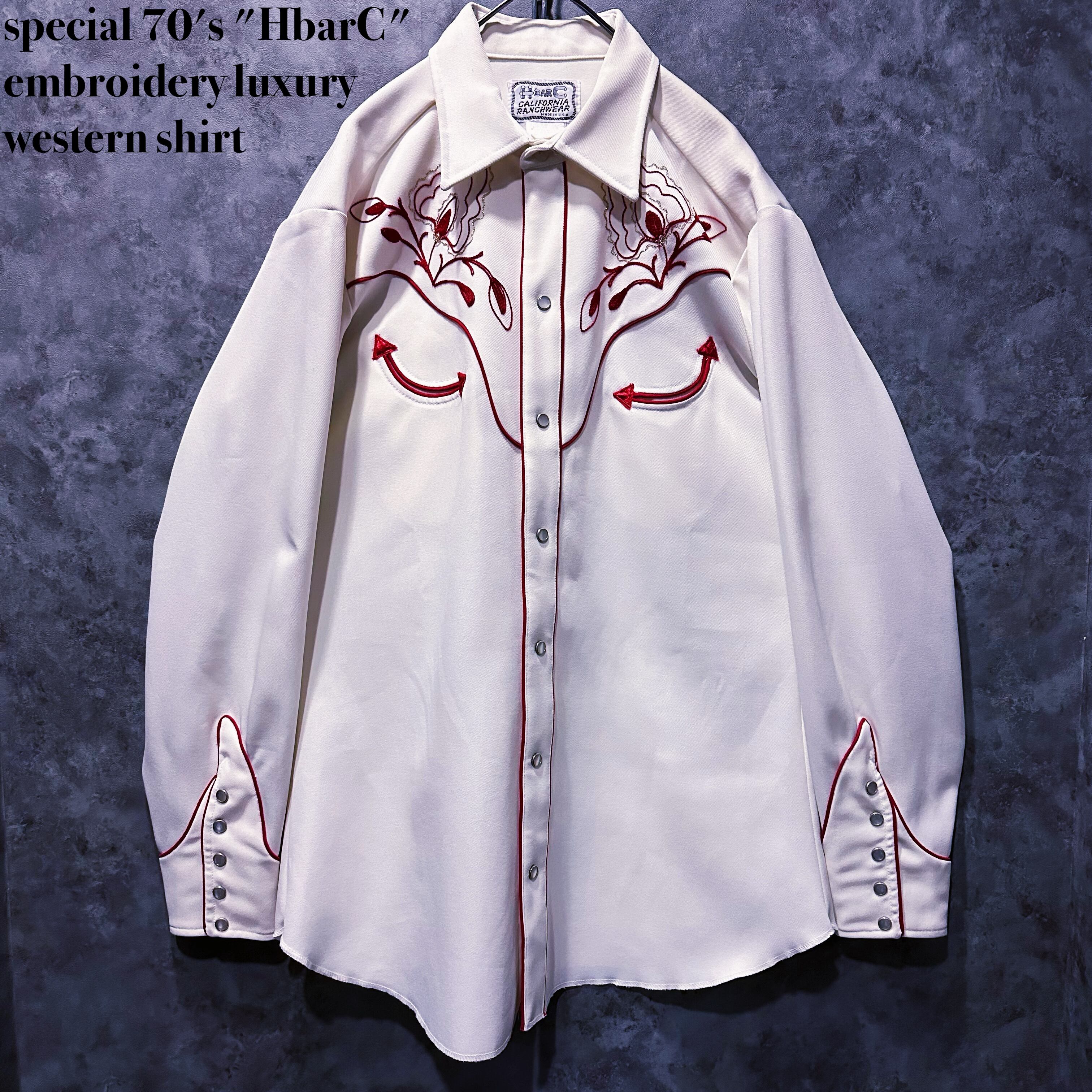 【doppio】special 70's "HbarC" embroidery luxury western shirt