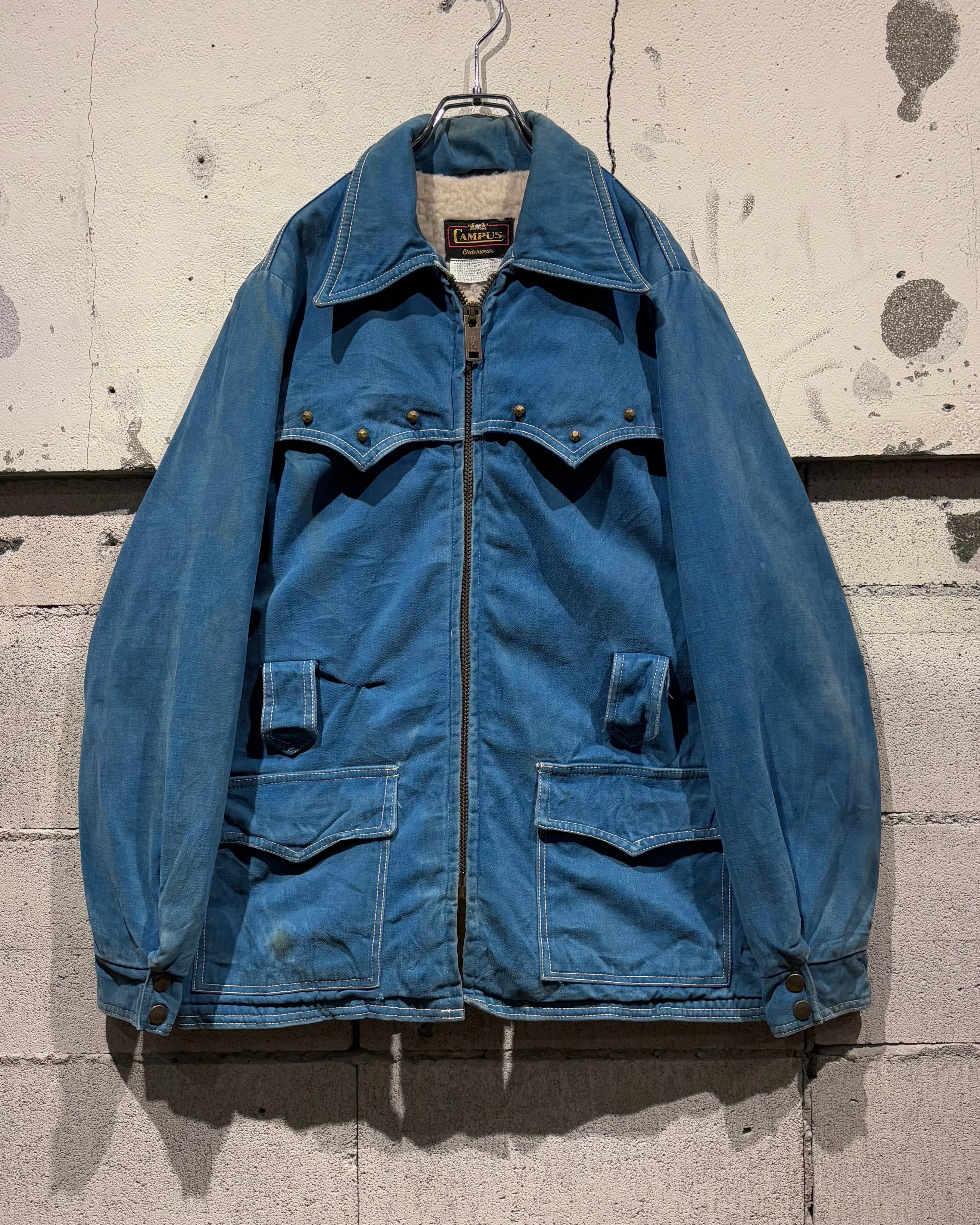 Caka otto】 70's “Campus” Western Design Vintage Denim Jacket