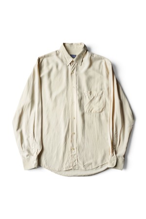 90's "KENZO HOMME" Pale Yellow Color Pure Silk Shirt Made in FRANCE