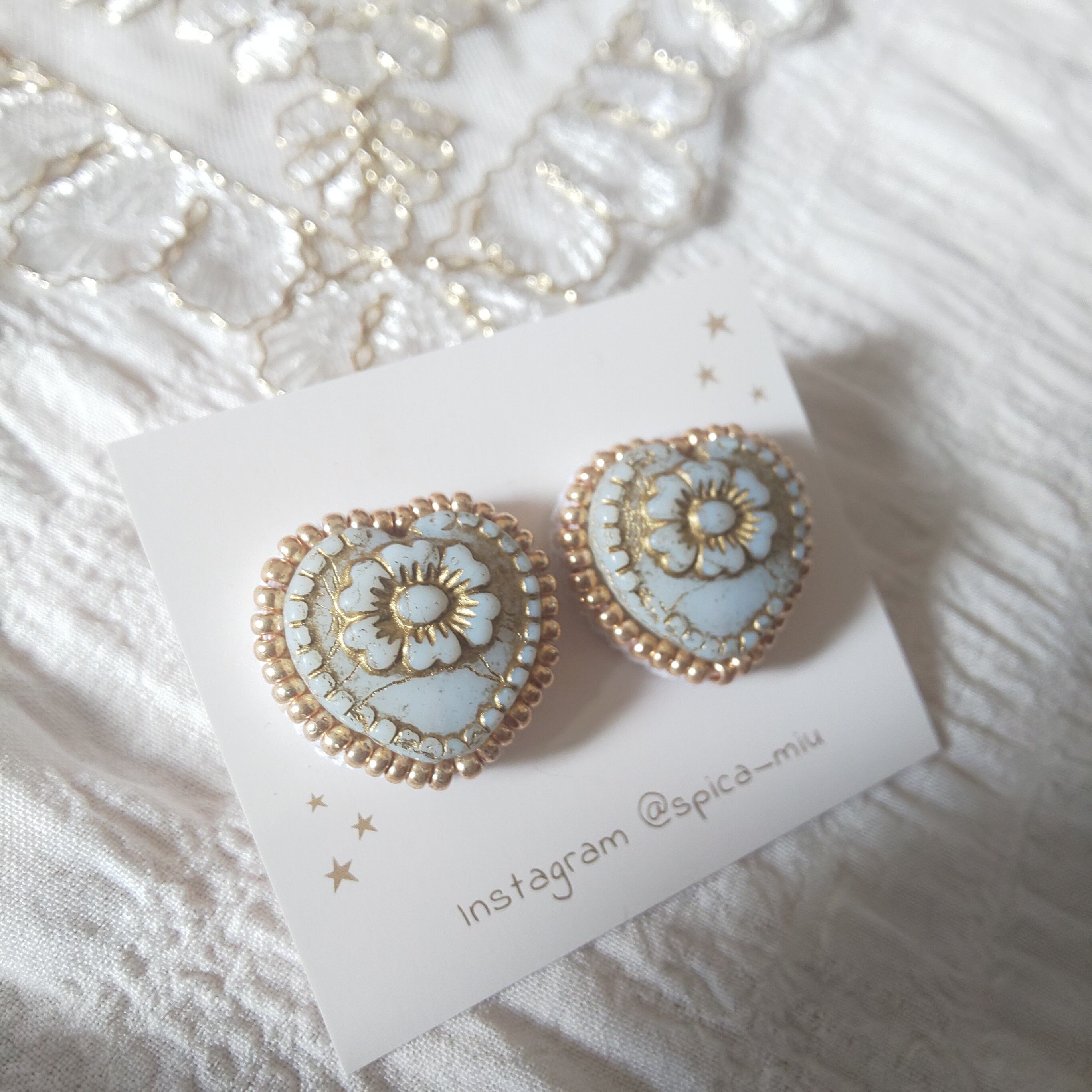 ハート♡チェコビーズピアス | spica