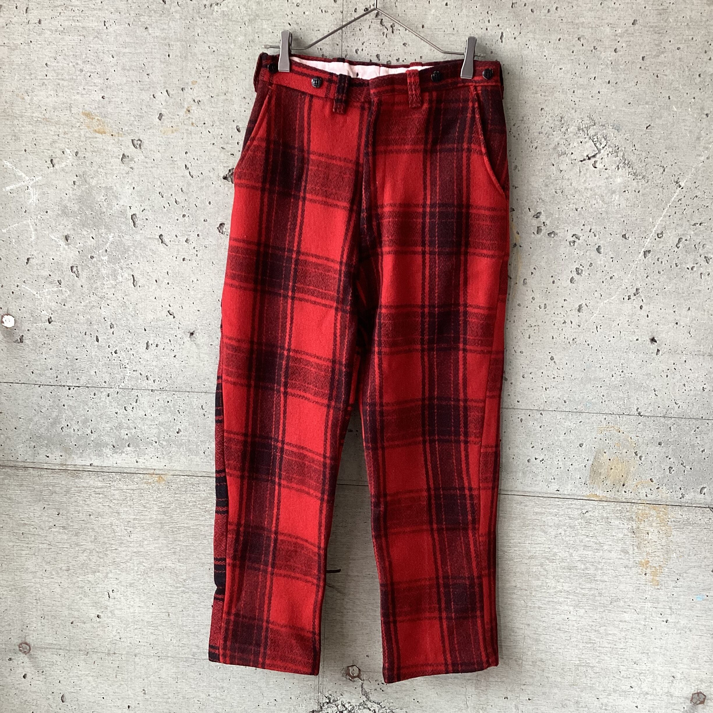 red check wool pants
