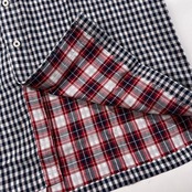 美品 CHAPS チャップス ギンガムチェック 両面ガーゼコットン 半袖シャツ サイズ LL /ホワイト×ネイビー/メンズ