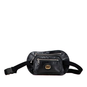 グッチ インターロッキングG ウエストバッグ ボディバッグ 575857 ブラック レザー レディース GUCCI 【中古】