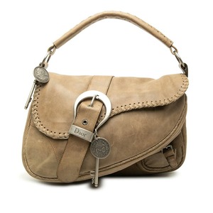ディオール ガウチョ ハンドバッグ ワンショルダー ベージュ系 レザー レディース Dior 【中古】
