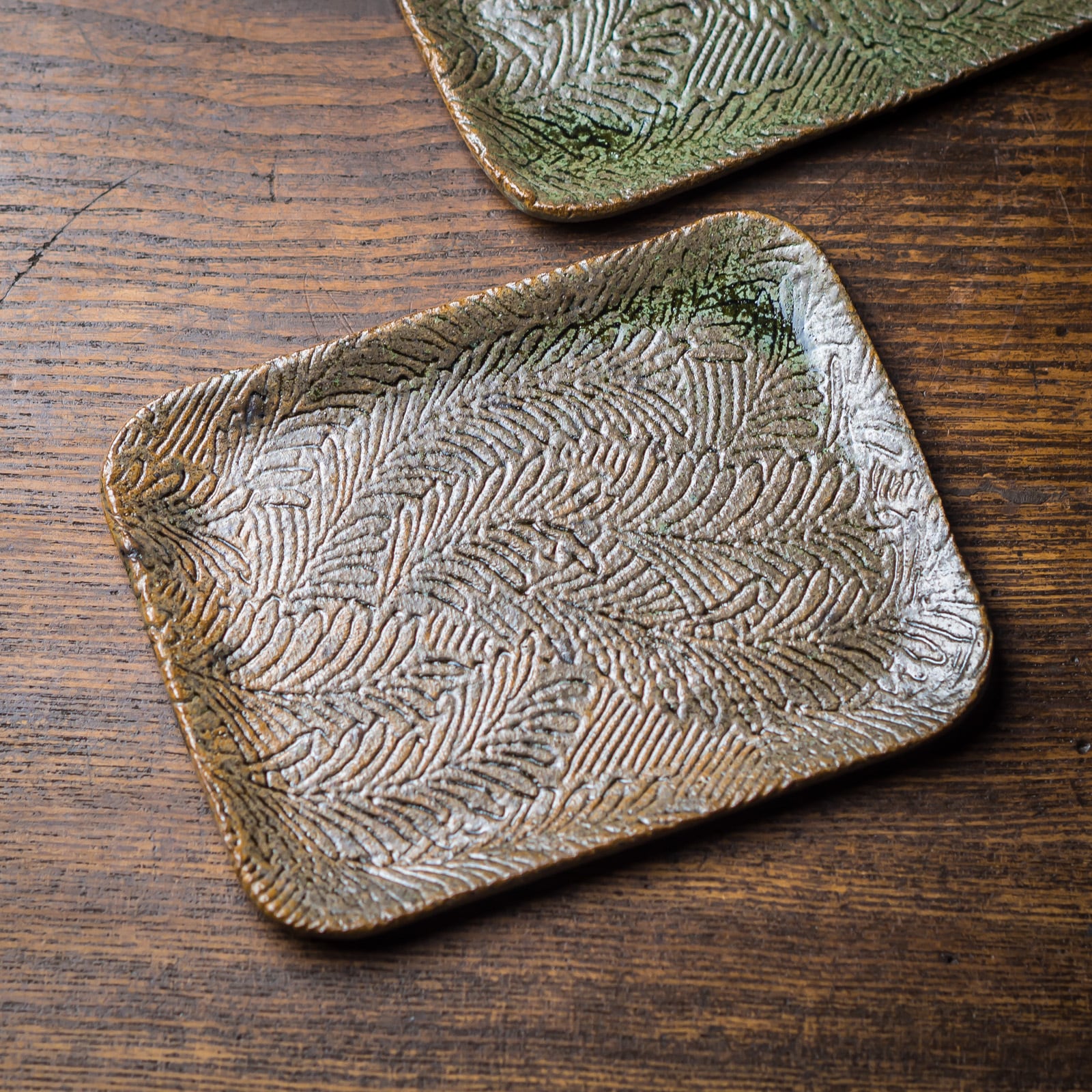 葉紋角皿(銘々皿・菓子皿)/鶴田季子