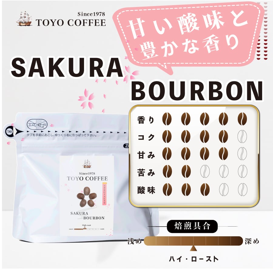 完売御礼!スペシャルティ珈琲_【季節・数量限定】さくらブルボン_TOYO COFFEE_