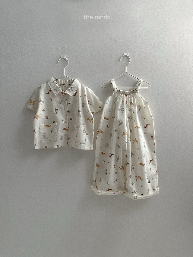 〘予約〙minirobe / Puppy Pattern Overalls