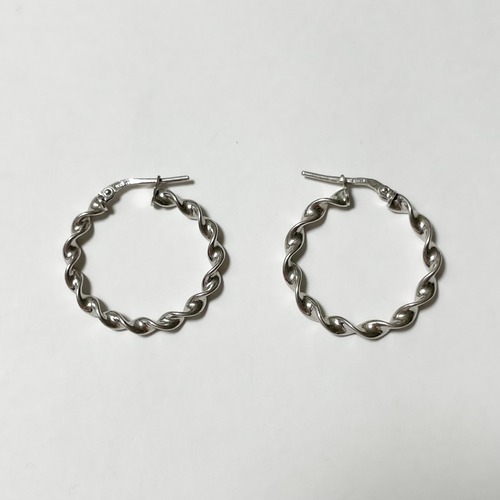 Old 925 Silver Twisted Hoop Pirced Earrings Made In Italy