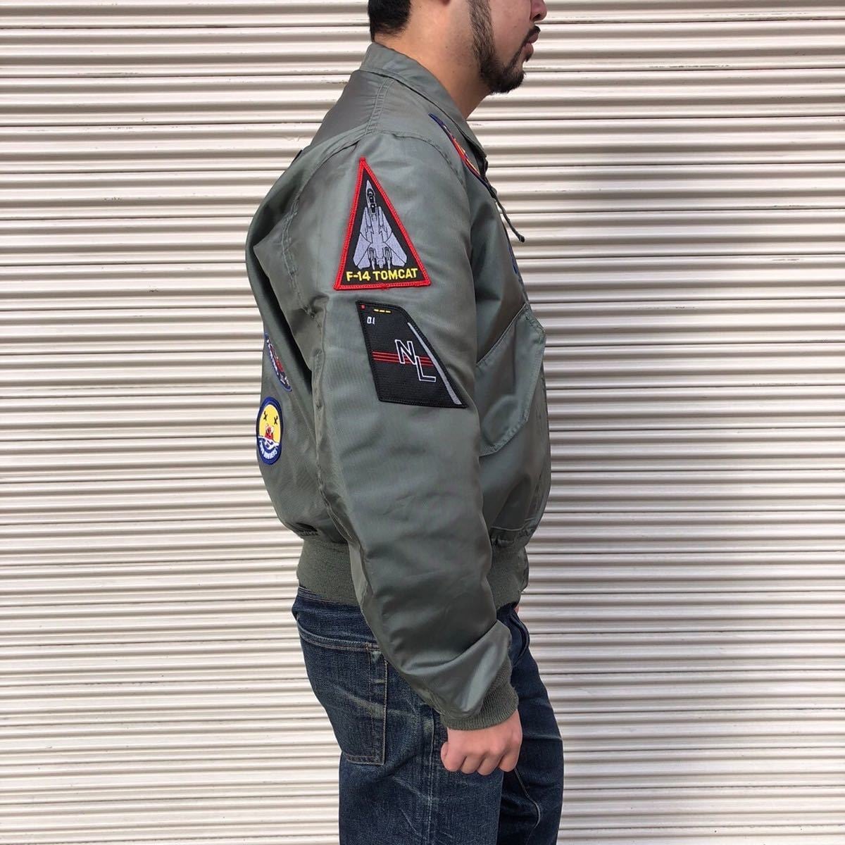 良品 90s 米軍実物 CWU-36/P 難燃素材 フライトジャケット フルデコ  