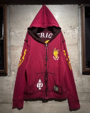 【Caka】“Affliction” “Reversible”Biker Design Thermal Zip Up Hoodie