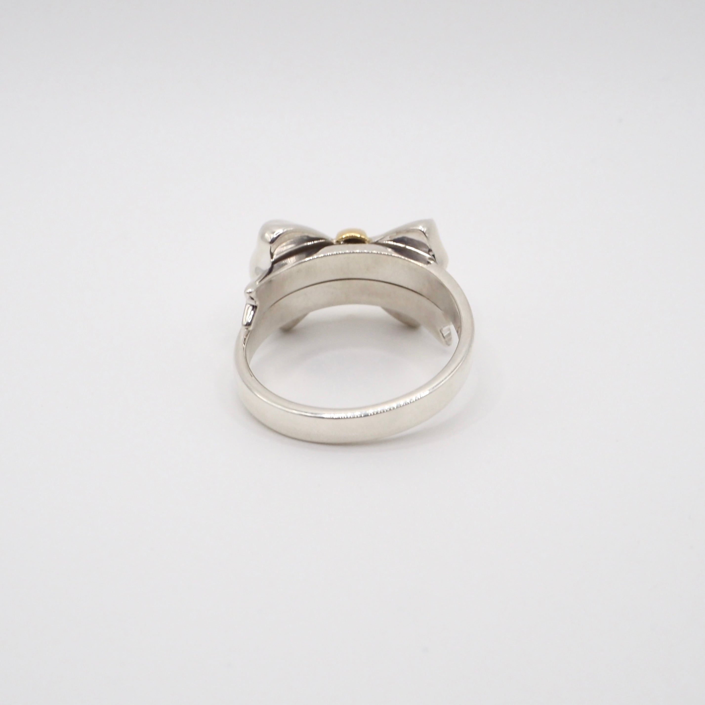 Tiffany&Co. 約12号 リボン リング シルバー925 K18 ティファニー