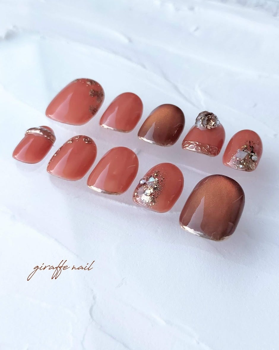 150 ネイルチップ ニュアンスネイル テラコッタネイル オレンジネイル