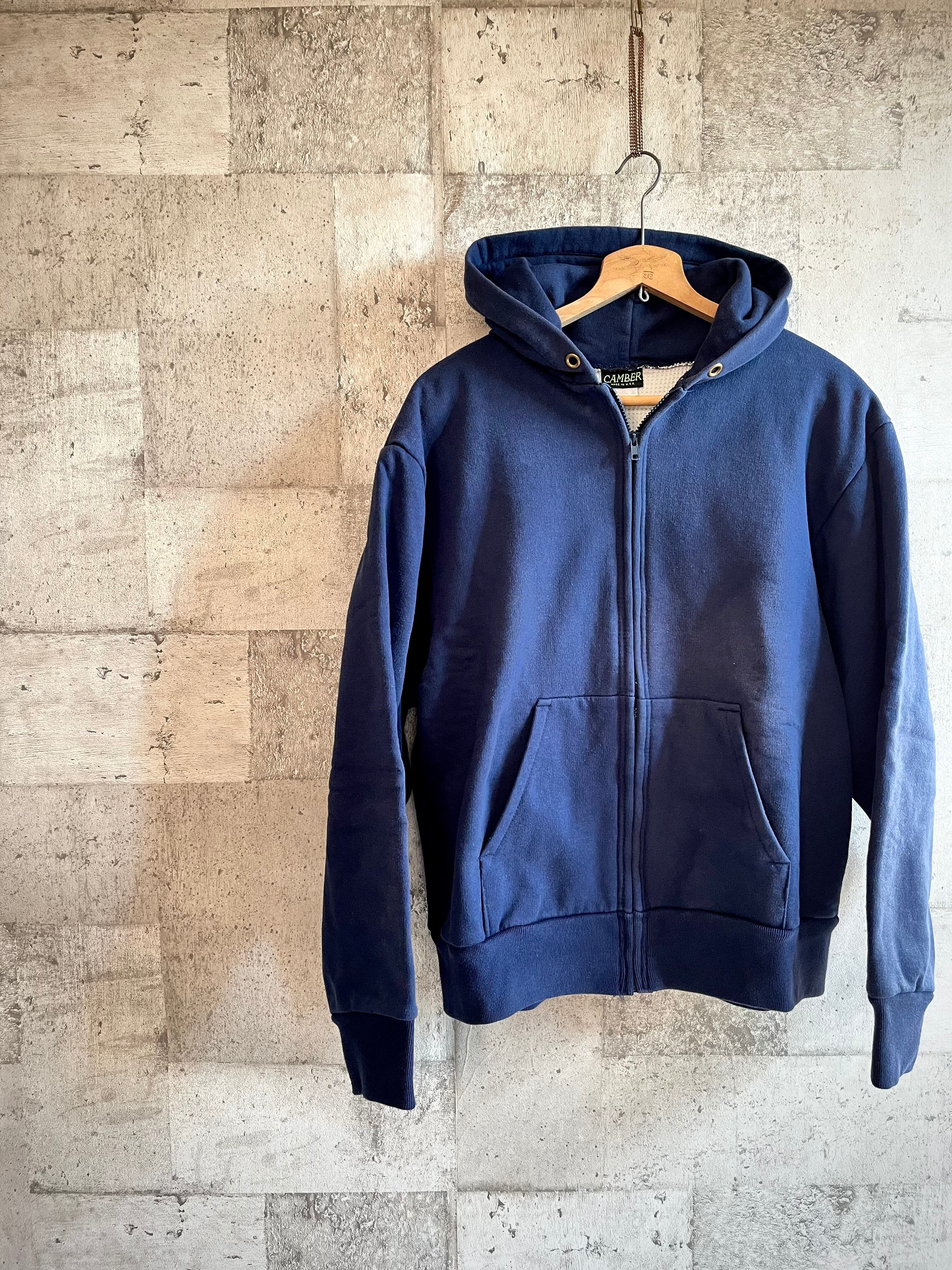 90s〜 MADE IN USA CAMBER W-FACE ZIP-UP SWEAT PARKA NAVY OLD