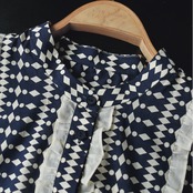 Géométrique Puff Sleeve Blous F0681