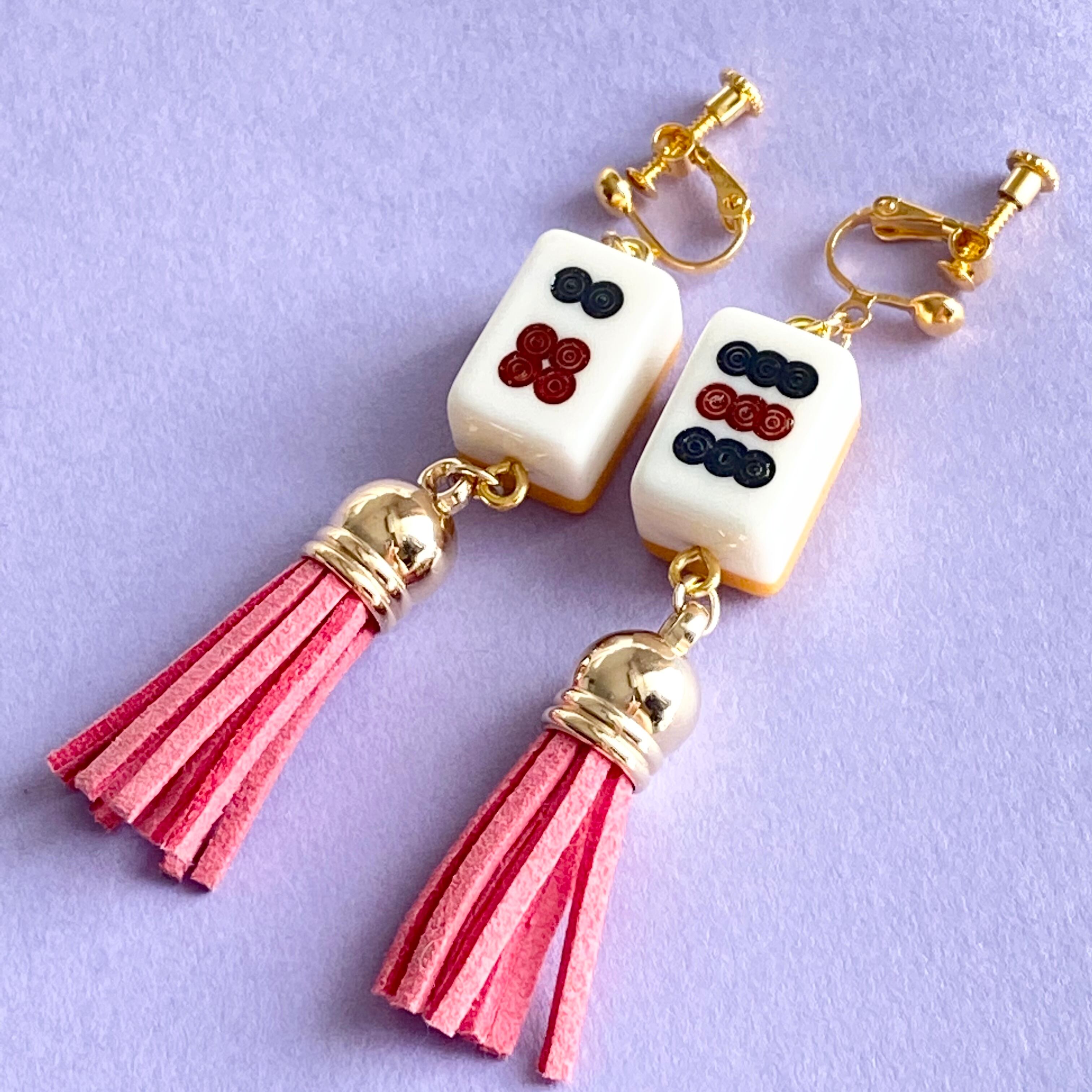 筒子 ミニ麻雀牌イヤリング ピアス ハンドメイドショップpino