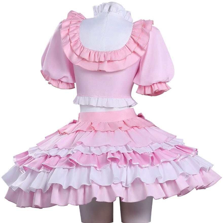アイドル衣装｜アイドルメイド風ワンピ リボンフリル5点セット ピンク