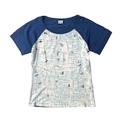 KRIZIA JEANS クリッツィア 切替デザイン ストレッチ 半袖Tシャツ 46/ブルー