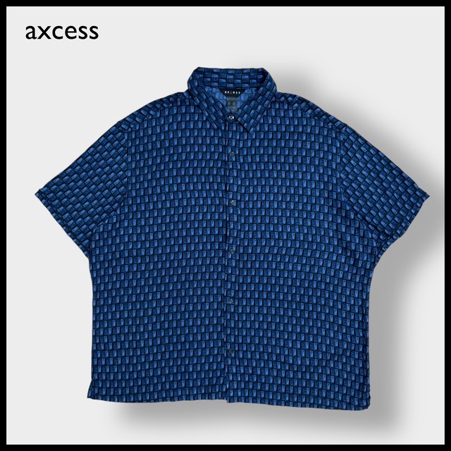 【axcess】半袖シャツ 柄シャツ 総柄 オールパターン レーヨン XXL ビッグサイズ US古着