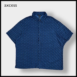 【axcess】半袖シャツ 柄シャツ 総柄 オールパターン レーヨン XXL ビッグサイズ US古着