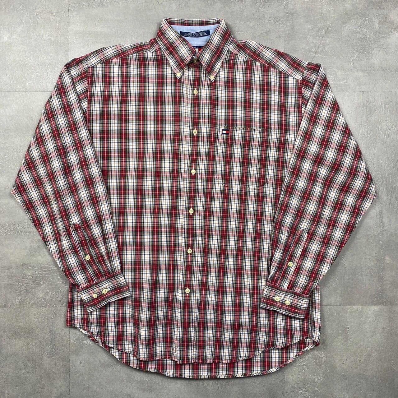 《M》TOMMY HILFIGER トミーヒルフィガー 長袖シャツ チェック 90年代〜 No.4195