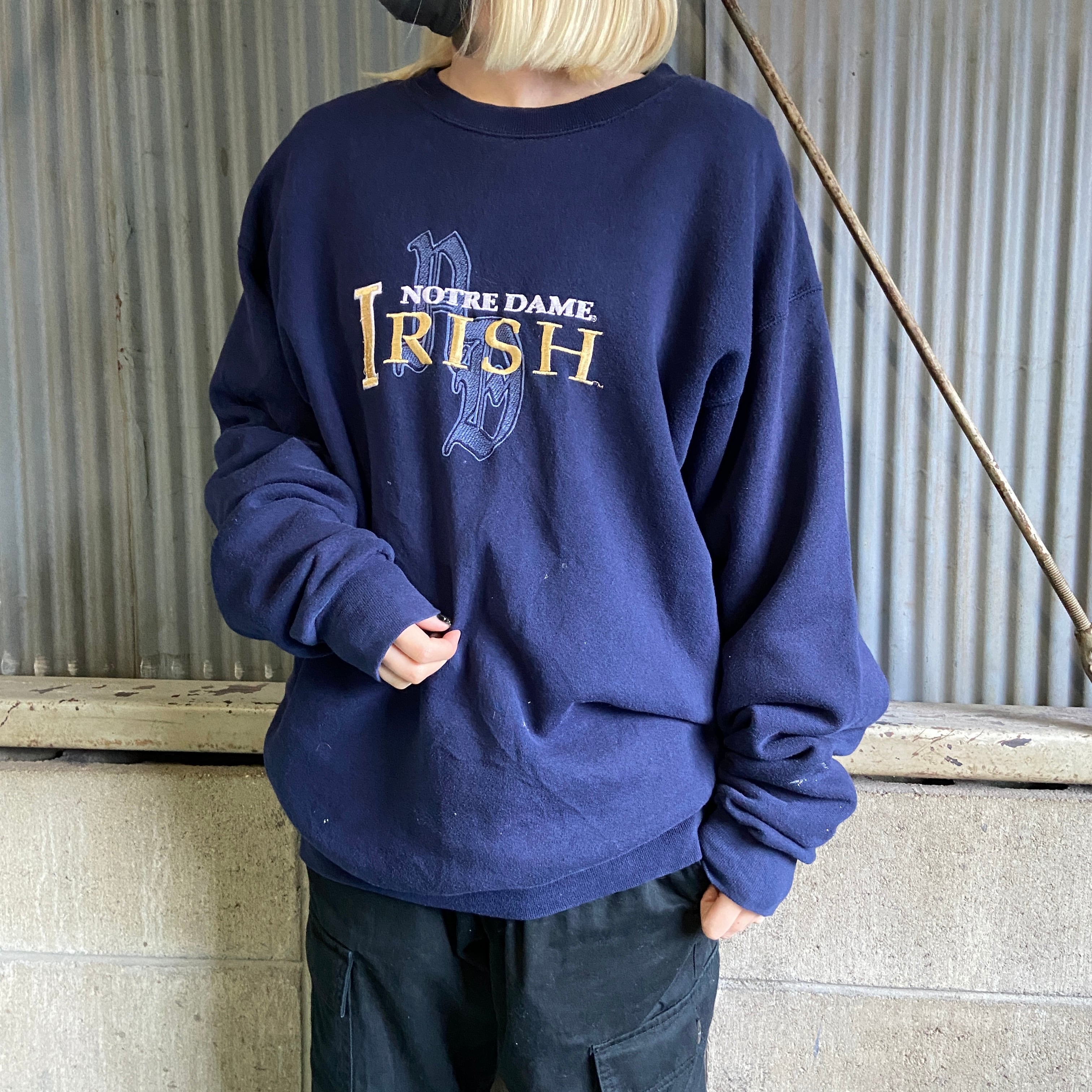 USA製 90年代 IRISH NOTRE DAME ノートルダム大学 ロゴ 刺繍 カレッジ